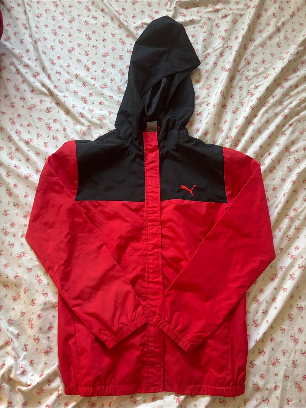 Puma Red and Black Hooded Kids Rain Jacket